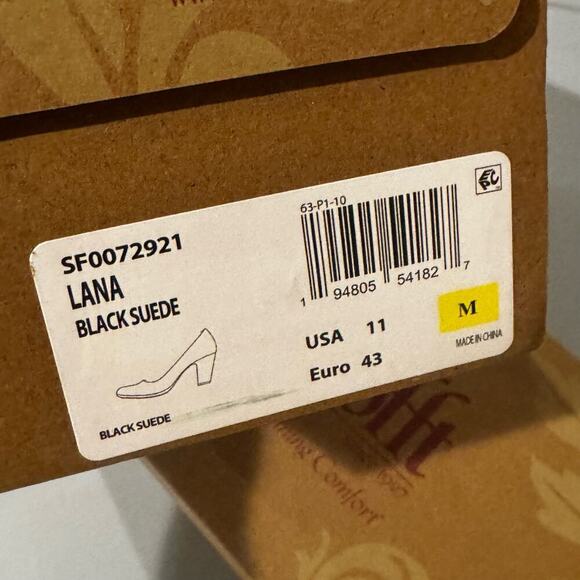 Sofft Lana Suede Block Heels Shoes Closed Toe Leather Black Size 11M NWB - Picture 10 of 12